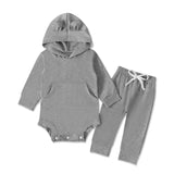 Baby Boys Girls Solid Color Hooded Halterie 2 Pcs Sets