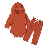 Baby Boys Girls Solid Color Hooded Halterie 2 Pcs Sets