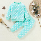 Kid Baby Girl Popular Long Sleeve Dotted Plush Pajamas