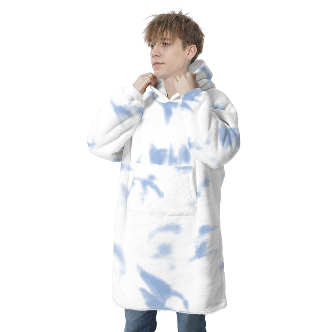 Family Matching Hoodie Tie-dye Digital Print Winter Warm Shirts Tops