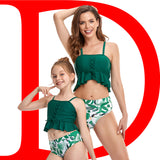 Family Matching Parenthood Tank Top Bikini Conservative High Waist Swimsuit