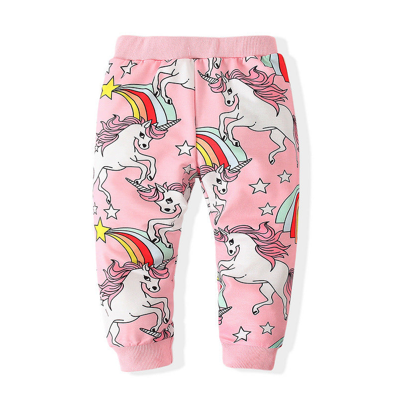 Kid Baby Girls Long Sleeve Cartoon Unicorn Tracksuit 2 Pcs Set Pajamas
