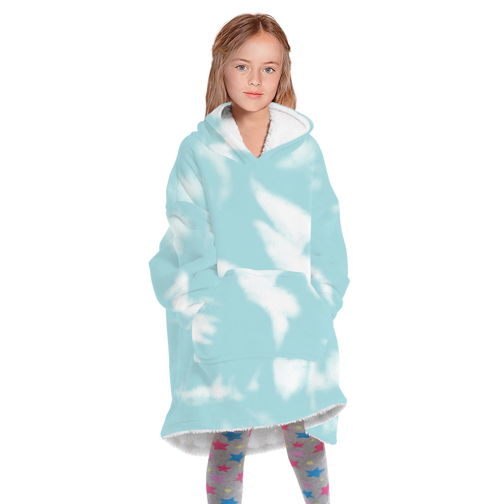 Family Matching Hoodie Tie-dye Digital Print Winter Warm Shirts Tops