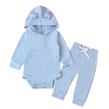 Baby Boys Girls Solid Color Hooded Halterie 2 Pcs Sets