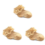 Baby / Toddler / Kid Girl Lace Solid Socks 3-pack