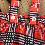 Baby Kid Toddler Girl Valentine's Day Suit Plaid Heart 3 Pcs Sets