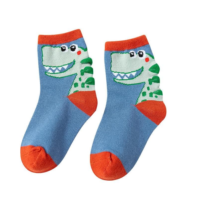 Baby / Toddler / Kid Cute Boys Cartoon Dinosaur Middle Socks 5 Packs