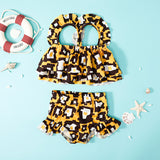 Kid Baby Girls Fashion Suspender Printed Swimsuit