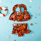 Kid Baby Girls Fashion Suspender Printed Swimsuit