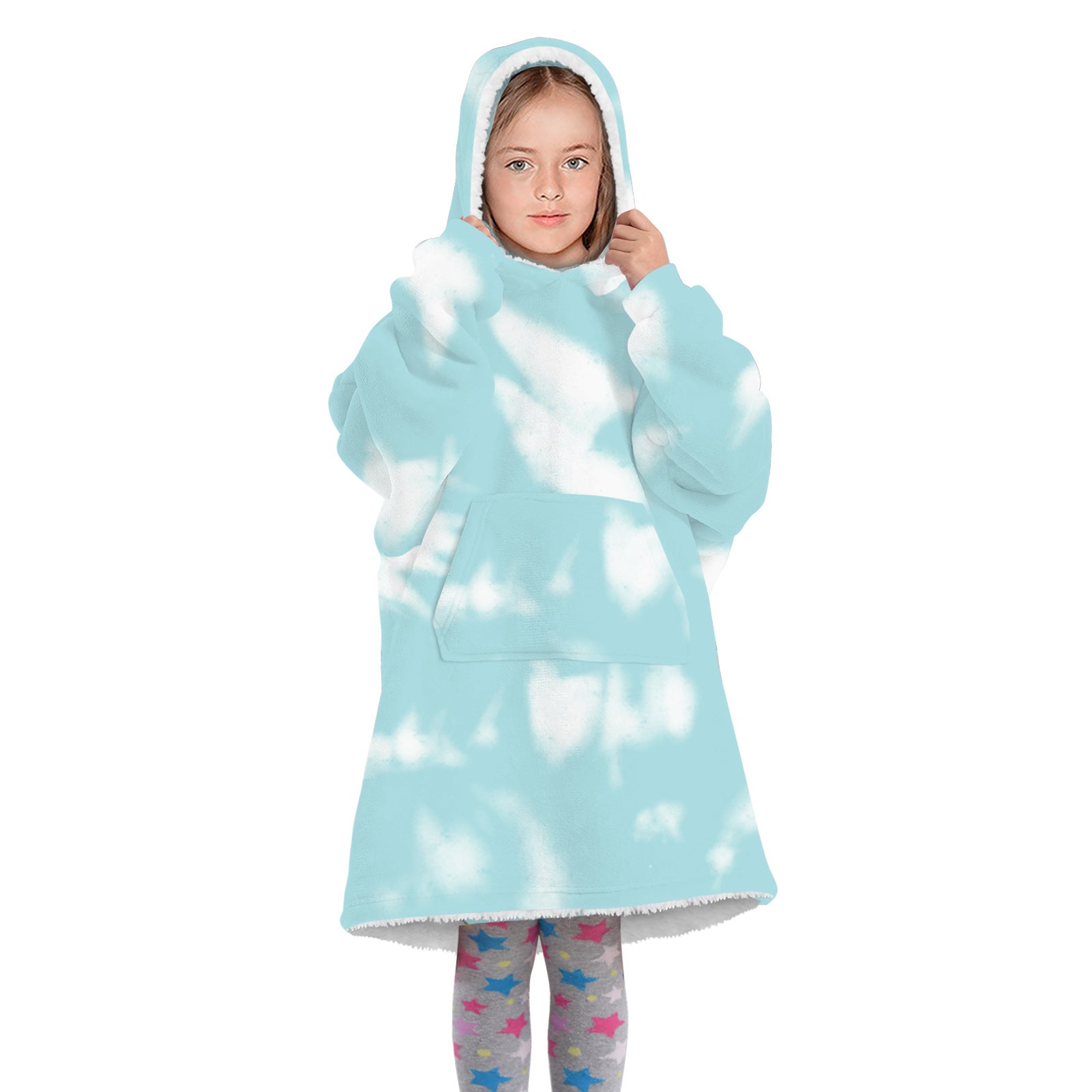 Family Matching Hoodie Tie-dye Digital Print Winter Warm Shirts Tops