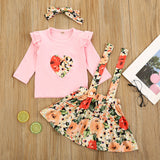 Baby Kid Toddler Girl Valentine's Day Suit Plaid Heart 3 Pcs Sets