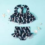 Kid Baby Girls Fashion Suspender Printed Swimsuit
