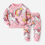 Kid Baby Girls Long Sleeve Cartoon Unicorn Tracksuit 2 Pcs Set Pajamas