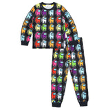Kid Boy Girl Home Fluorescent Color Suit Long Sleeve Pajamas