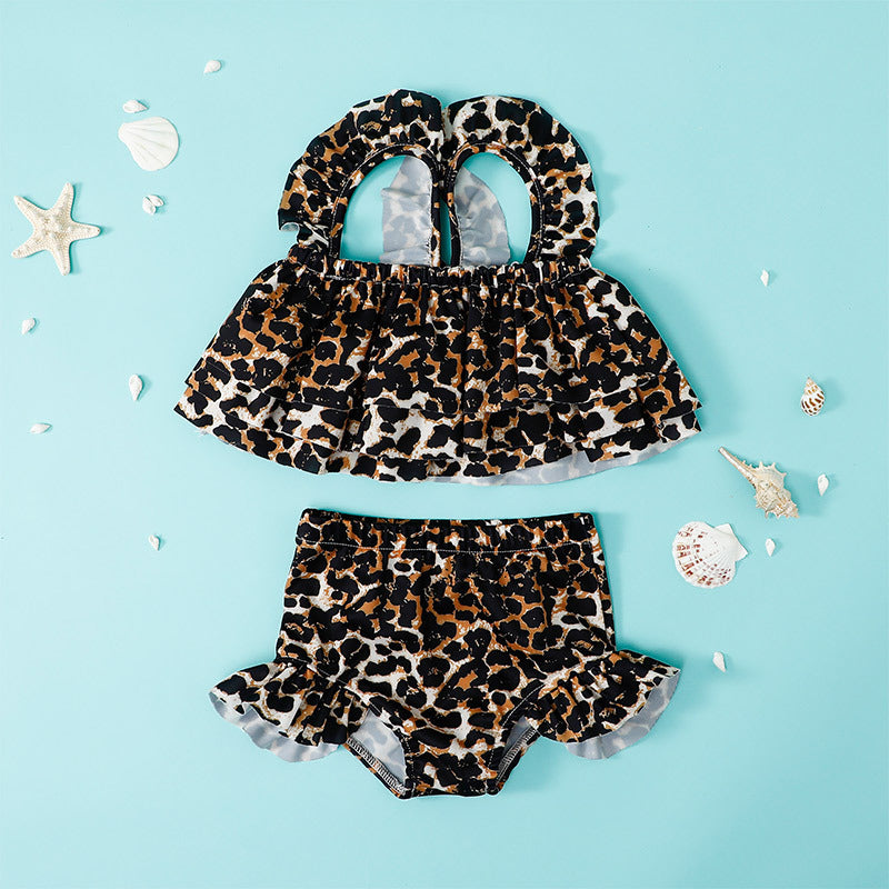 Kid Baby Girls Fashion Suspender Printed Swimsuit