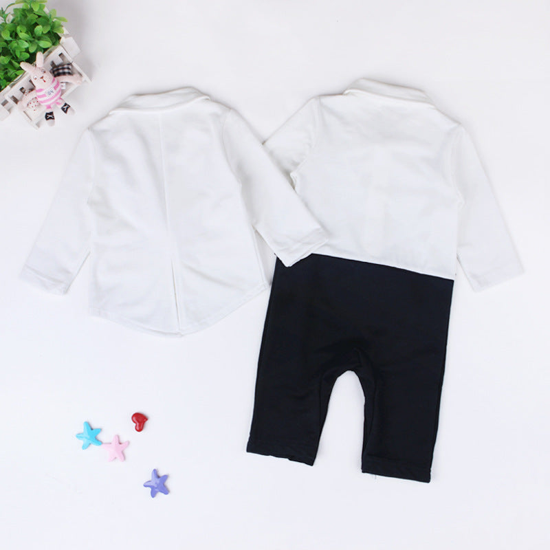Baby Boy Suit Gentleman Tie Striped Long Sleeve 2 Pcs Sets
