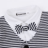 Baby Boy Suit Gentleman Tie Striped Long Sleeve 2 Pcs Sets