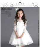 Kid Girl Princess Flower Performance Long Sleeve Wedding Dresses