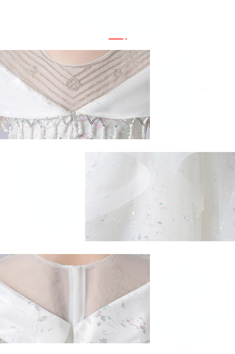 Kid Girls Princess Evening Mesh Tuffany Short Sleeve Host Dresses