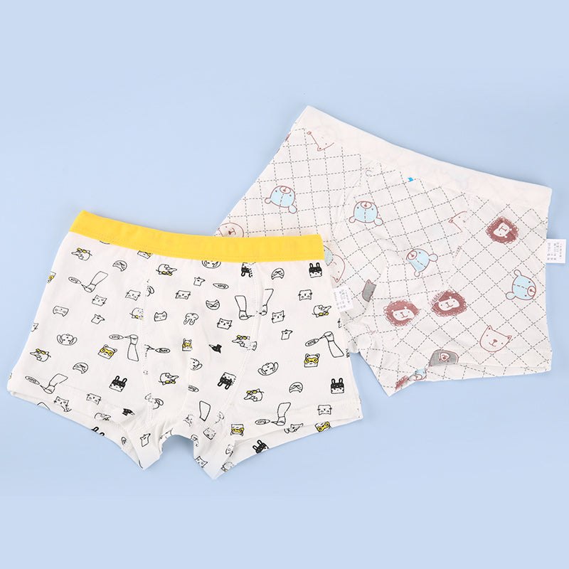 Kid Boys Underwear Cotton Cartoon Briefs Soft Boxers 2 Pieces/Lot
