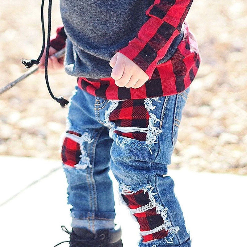 Kid Baby Boys /Girls Jeans Leggings Long Sleeve Sets 3 Pcs