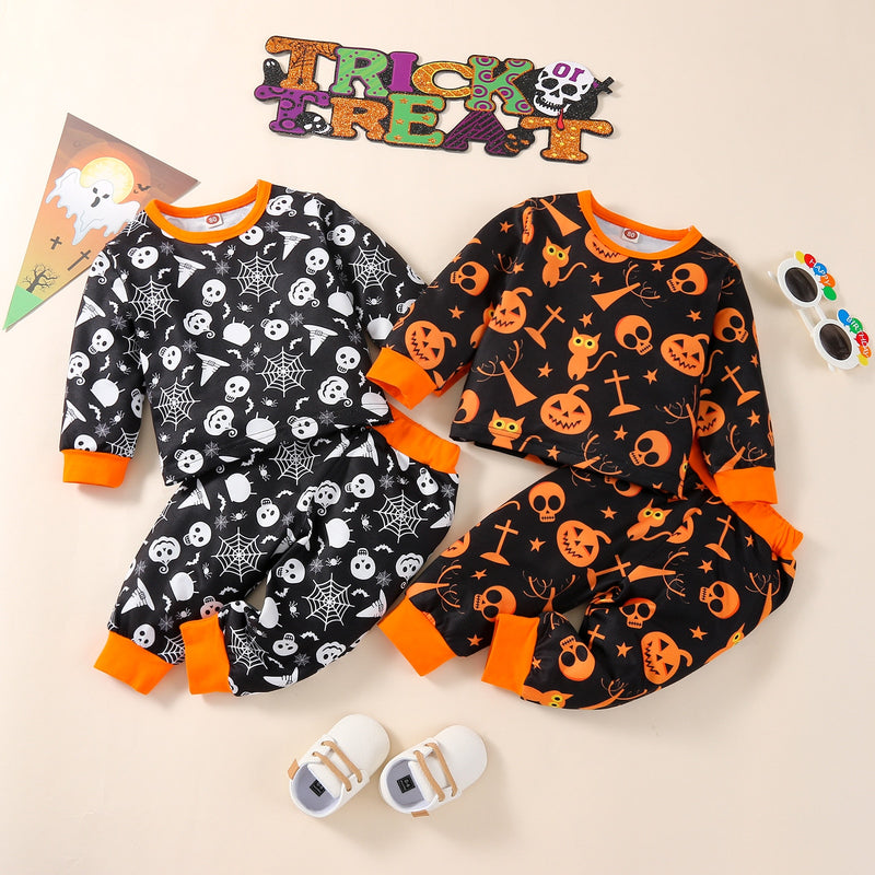 18M-5Y Kids Baby Boy Girl Halloween Printed Long Sleeves Pajamas
