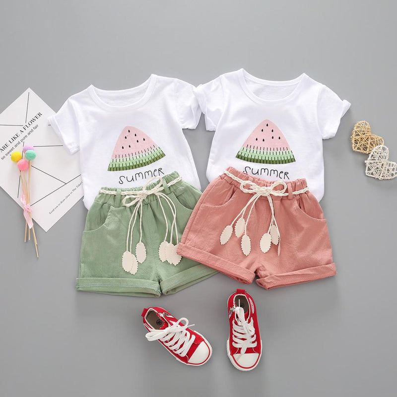 Toddler Baby Girls Short Sleeve T shirt+Shorts Outfits Kids Clothing Sets - honeylives
