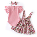 Baby Girl Ruffle Short Sleeve Floral 3 Pcs Sets