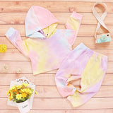 Kid Baby Girl Tie-Dyed Long Sleeve Outfits Set 2 Pcs