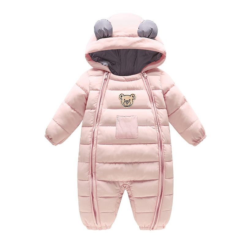 Baby Boy Girl Cartoon Bear Romper Double Zipper Snowsuit