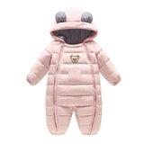 Baby Boy Girl Cartoon Bear Romper Double Zipper Snowsuit