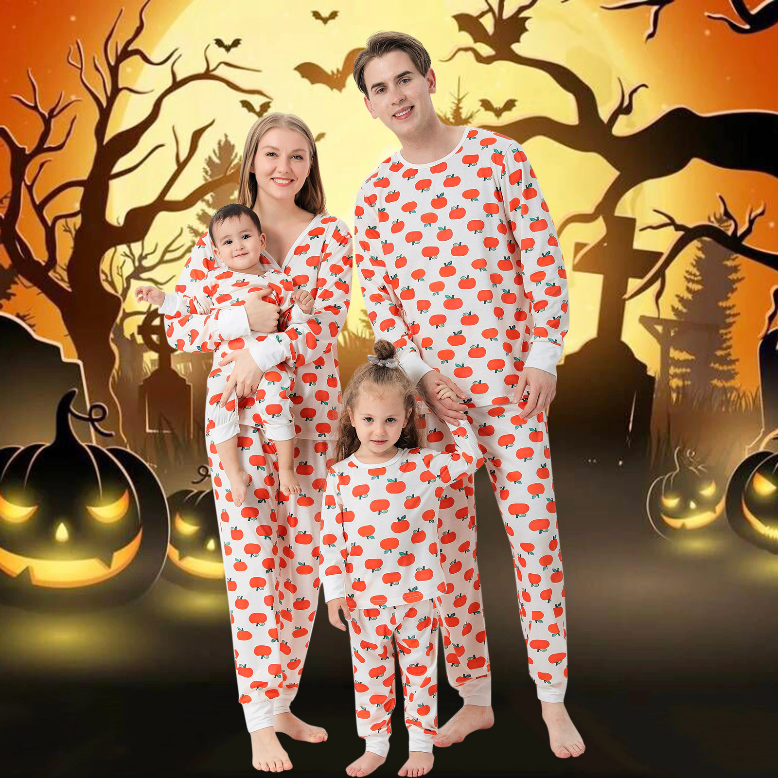 Family Matching Halloween Pajamas Mommy Father Daughter Son Dog