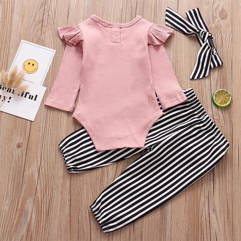 Baby Girls Long Sleeve Ruffle Solid 2 Pcs Set