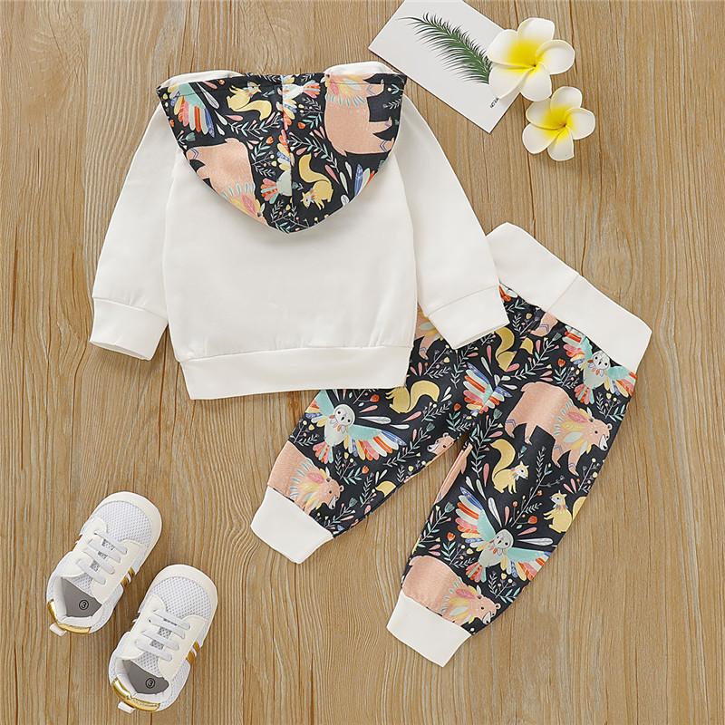 Baby Boys Girls Cartoon Print Long Sleeve Sets 2 Pcs Suits