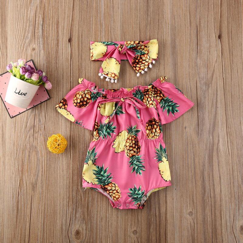Baby Girl Off Shoulder Sunflower  Short Sleeve Romper 2 Pcs Set