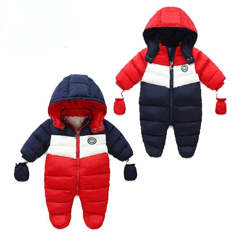 Baby Boy Winter Duck Down Snowsuit Newborn Thick Rompers