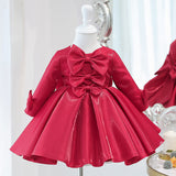 Kids Girl Flower Big Bow Evening Gowns Birthday Party Dresses