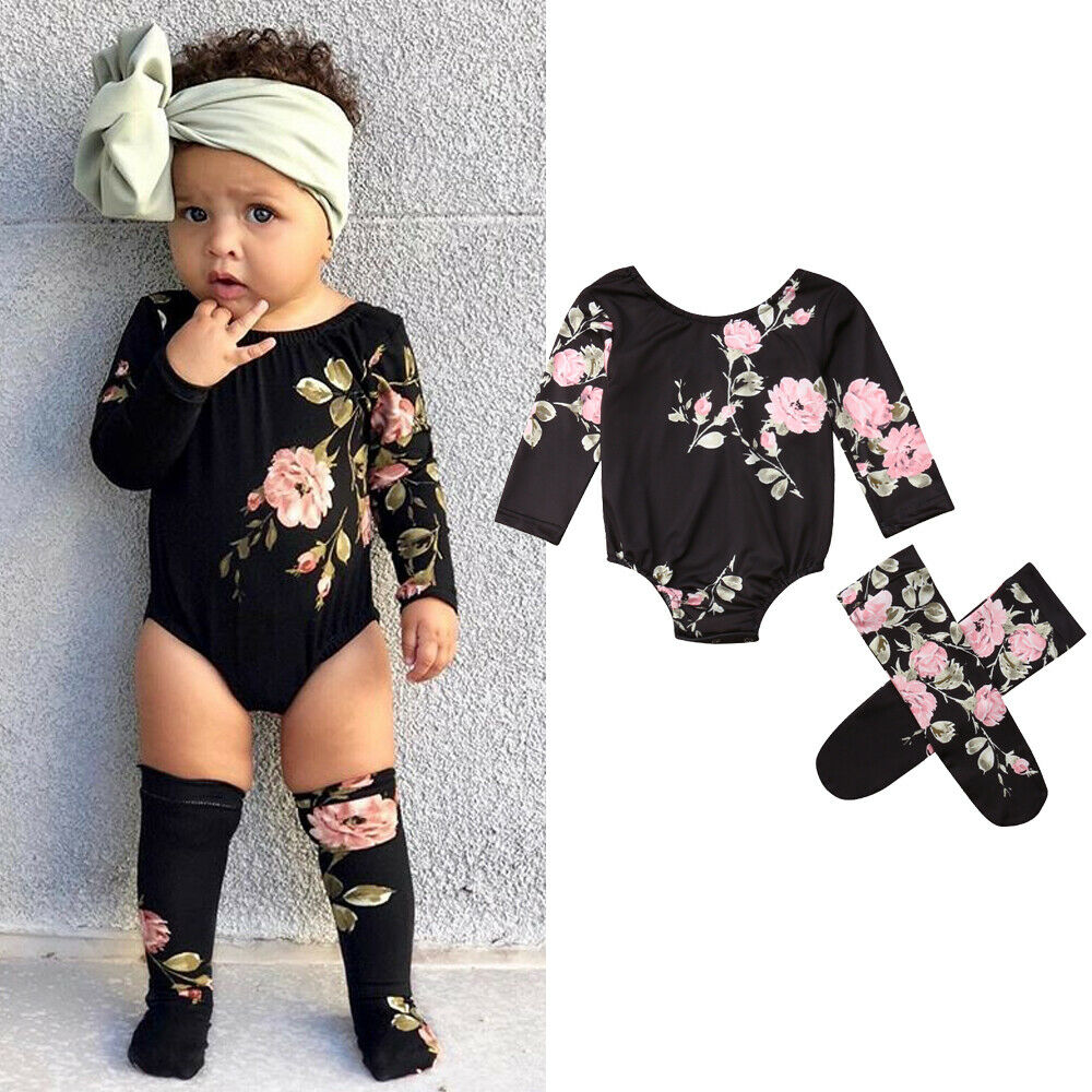 Baby Girls Romper Flower Jumpsuit 0-24M