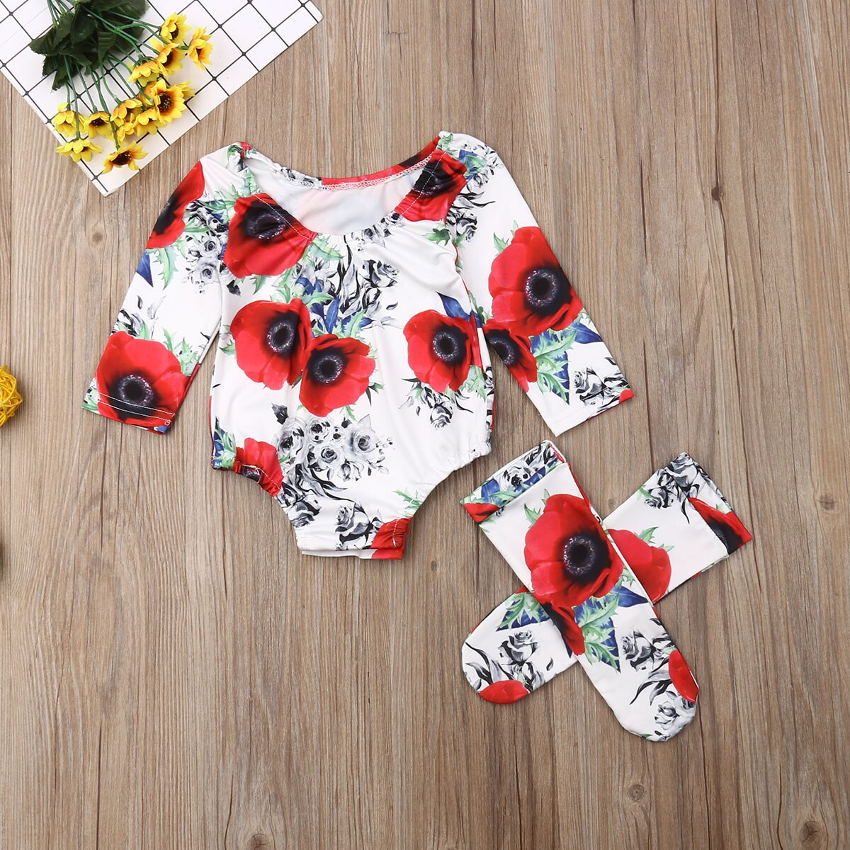 Baby Girls Romper Flower Jumpsuit 0-24M