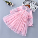 Girl Lace Chiffon Flower Draped Ruched Flower Casual Dresses 3-7 Years