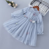 Girl Lace Chiffon Flower Draped Ruched Flower Casual Dresses 3-7 Years
