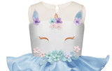 Girls Dress Elegant Unicorn Wedding Birthday Carnival Party Dresses 3-8T - honeylives