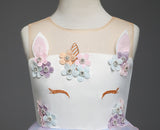 Girls Dress Elegant Unicorn Wedding Birthday Carnival Party Dresses 3-8T - honeylives