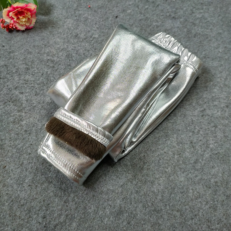 Baby Girls Leggings Metallic Gold Silver Punk Pants 2-10 Years