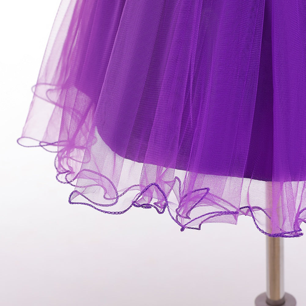 Kid Girl Princess Pearls Flower Lace Ball Gown Wedding Evening Dresses