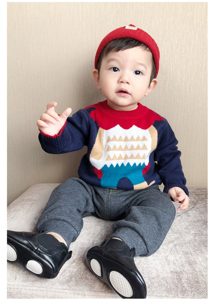 Kids Boy Girl Spring Autumn Lion Collar Knitwear Sweater