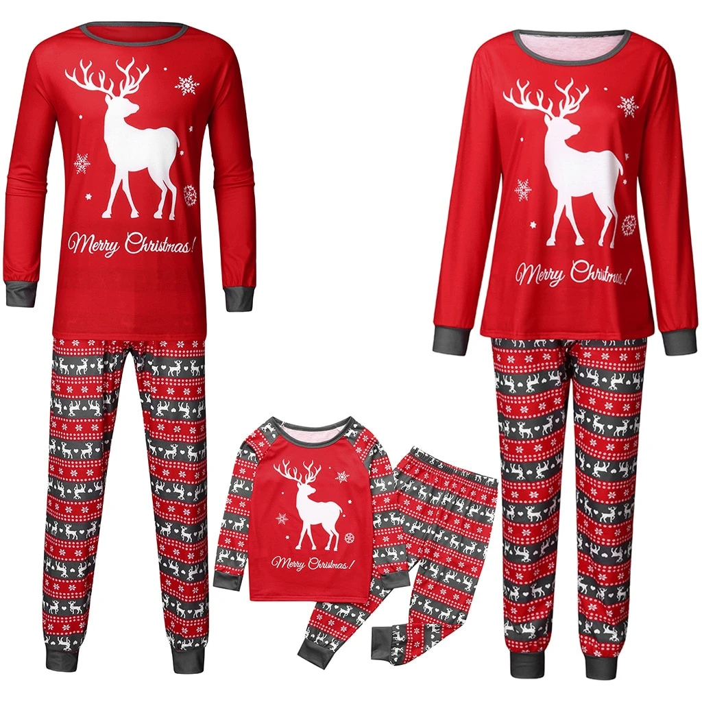 Family Matching Christmas Pajamas Adult Kids Sleepwear Nightwear