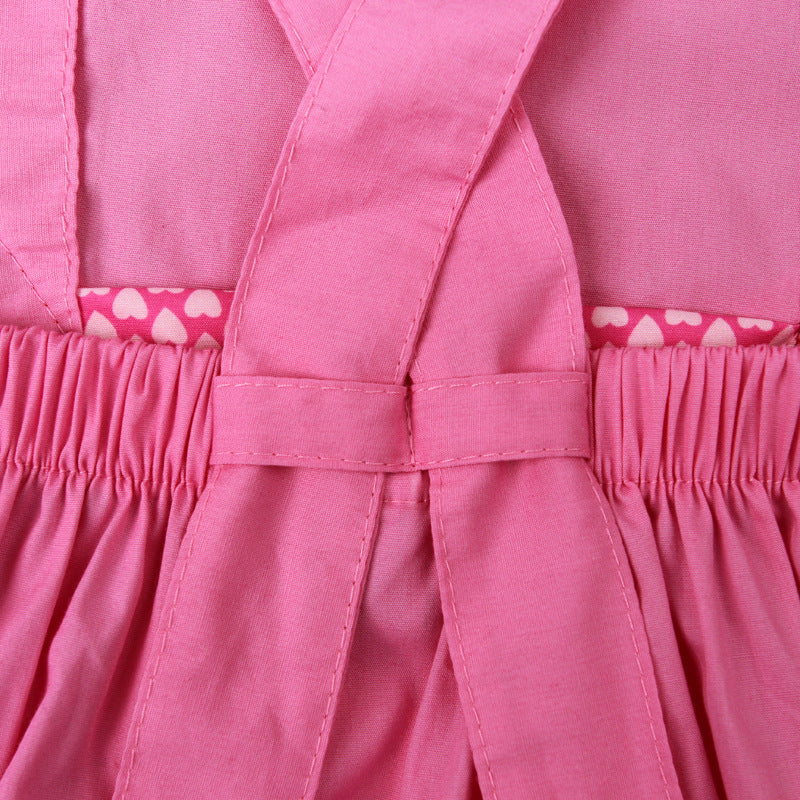 Baby Girl Jumpsuit Pink Tie Heart Glitter Halter Valentine Rompers