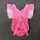 Baby Girl Jumpsuit Pink Tie Heart Glitter Halter Valentine Rompers