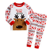 Kids Explosions Christmas Reindeer Embroidery Cotton Long-sleeved Pyjamas 2 Pcs
